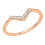 0.05 Carat (cttw) Round White Diamond Ladies Chevron Wedding Band 18K Rose Gold