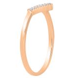 0.05 Carat (cttw) Round White Diamond Ladies Chevron Wedding Band 18K Rose Gold