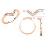 0.05 Carat (cttw) Round White Diamond Ladies Chevron Wedding Band 18K Rose Gold