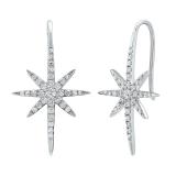 0.85 Carat (cttw) Round White Diamond Ladies Star Dangle Earring 10K White Gold