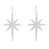 0.85 Carat (cttw) Round White Diamond Ladies Star Dangle Earring 10K White Gold
