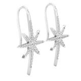 0.85 Carat (cttw) Round White Diamond Ladies Star Dangle Earring 10K White Gold