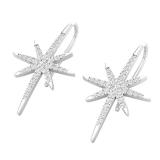 0.85 Carat (cttw) Round White Diamond Ladies Star Dangle Earring 10K White Gold