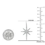 0.85 Carat (cttw) Round White Diamond Ladies Star Dangle Earring 10K White Gold