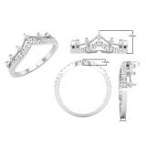 0.20 Carat (cttw) Round White Diamond Ladies Chevron Wedding Band 1/5 CT 10K White Gold