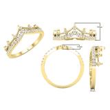 0.20 Carat (cttw) Round White Diamond Ladies Chevron Wedding Band 1/5 CT 18K Yellow Gold