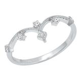 0.10 Carat (cttw) Round White Diamond Ladies Crown Wedding Band 1/10 CT 10K White Gold
