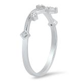 0.10 Carat (cttw) Round White Diamond Ladies Crown Wedding Band 1/10 CT 10K White Gold