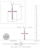 2.5 mm Round Pink Sapphire Ladies Religious Cross Pendant 10K White Gold