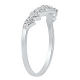 0.10 Carat (cttw) Round White Diamond Ladies Classic Crown Wedding Band 1/10 CT 10K White Gold