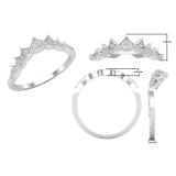 0.10 Carat (cttw) Round White Diamond Ladies Classic Crown Wedding Band 1/10 CT 10K White Gold
