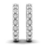 0.10 Carat (cttw) Round White Diamond Ladies Huggies Hoop Earrings 1/10 CT Sterling Silver