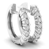 0.10 Carat (cttw) Round White Diamond Ladies Huggies Hoop Earrings 1/10 CT Sterling Silver