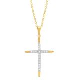0.30 Carat (cttw) 10K Yellow Gold Round White Diamond Ladies Cross Pendant 1/3 CT (Gold Chain Included)
