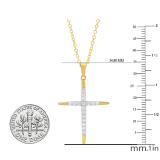0.30 Carat (cttw) 10K Yellow Gold Round White Diamond Ladies Cross Pendant 1/3 CT (Gold Chain Included)