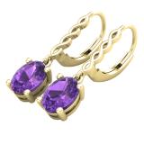 8X6 mm Oval Amethyst Ladies Twisted Drop Earring 10K Yellow Gold