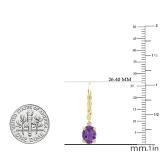 8X6 mm Oval Amethyst Ladies Twisted Drop Earring 10K Yellow Gold