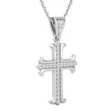 0.10 Carat (ctw) Round White Diamond Ladies Cross Pendant 1/10 CT 10K White Gold