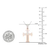0.10 Carat (ctw) Round White Diamond Ladies Cross Pendant 1/10 CT 14K Rose Gold