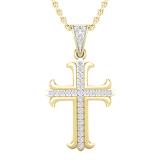 0.10 Carat (ctw) Round White Diamond Ladies Cross Pendant 1/10 CT 10K Yellow Gold