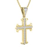 0.10 Carat (ctw) Round White Diamond Ladies Cross Pendant 1/10 CT 10K Yellow Gold
