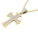 0.10 Carat (ctw) Round White Diamond Ladies Cross Pendant 1/10 CT 10K Yellow Gold