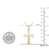 0.10 Carat (ctw) Round White Diamond Ladies Cross Pendant 1/10 CT 10K Yellow Gold