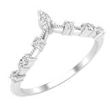 0.20 Carat (ctw) Marquise & Round White Diamond Ladies Wedding Band Chevron Ring 1/5 CT 14K White Gold