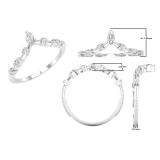 0.20 Carat (ctw) Marquise & Round White Diamond Ladies Wedding Band Chevron Ring 1/5 CT 14K White Gold