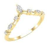 0.20 Carat (ctw) Marquise & Round White Diamond Ladies Wedding Band Chevron Ring 1/5 CT 14K Yellow Gold
