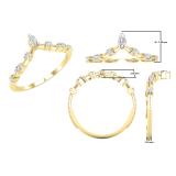 0.20 Carat (ctw) Marquise & Round White Diamond Ladies Wedding Band Chevron Ring 1/5 CT 14K Yellow Gold