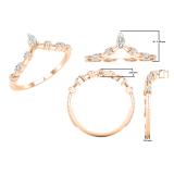 0.20 Carat (ctw) Marquise & Round White Diamond Ladies Wedding Band Chevron Ring 1/5 CT 18K Rose Gold