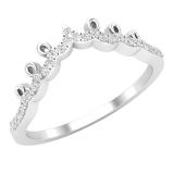 0.10 Carat (ctw) Round White Diamond Ladies Chevron Wedding Band 1/10 CT 14K White Gold