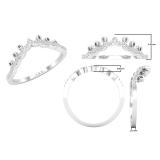 0.10 Carat (ctw) Round White Diamond Ladies Chevron Wedding Band 1/10 CT 14K White Gold