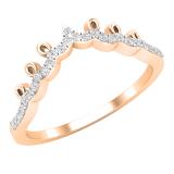 0.10 Carat (ctw) Round White Diamond Ladies Chevron Wedding Band 1/10 CT 18K Rose Gold