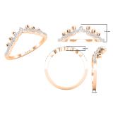 0.10 Carat (ctw) Round White Diamond Ladies Chevron Wedding Band 1/10 CT 18K Rose Gold