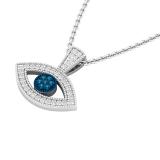 0.20 Carat (ctw) Round Blue & White Diamond Ladies Evil Eye Pendant, Sterling Silver