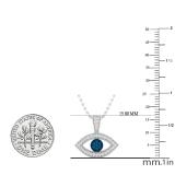 0.20 Carat (ctw) Round Blue & White Diamond Ladies Evil Eye Pendant, Sterling Silver
