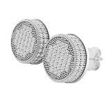 0.50 Carat (ctw) Round White Diamond Mens Cluster Stud Earrings 1/2 CT Sterling Silver