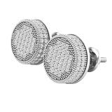 0.50 Carat (ctw) Round White Diamond Mens Cluster Stud Earrings 1/2 CT Sterling Silver