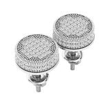 0.50 Carat (ctw) Round White Diamond Mens Cluster Stud Earrings 1/2 CT Sterling Silver