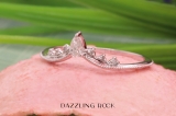 0.15 Carat (ctw) Pear & Round White Diamond Ladies Beaded Crown Engagement Ring 18K White Gold