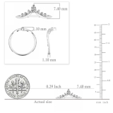0.15 Carat (ctw) Pear & Round White Diamond Ladies Beaded Crown Engagement Ring 18K White Gold