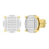 0.50 Carat (ctw) Round White Diamond Mens Circle Cluster Earrings 1/2 CT Yellow-tone Sterling Silver