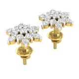 0.80 Carat (ctw) Round White Diamond Ladies Flower Cluster Stud Earrings 3/4 CT 10K Yellow Gold
