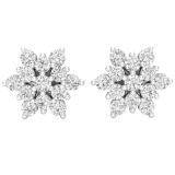 0.80 Carat (ctw) Round White Diamond Ladies Flower Cluster Stud Earrings 3/4 CT 14K White Gold