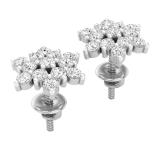 0.80 Carat (ctw) Round White Diamond Ladies Flower Cluster Stud Earrings 3/4 CT 14K White Gold