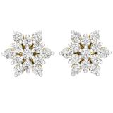 0.80 Carat (ctw) Round White Diamond Ladies Flower Cluster Stud Earrings 3/4 CT 14K Yellow Gold