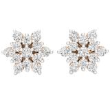 0.80 Carat (ctw) Round White Diamond Ladies Flower Cluster Stud Earrings 3/4 CT 18K Rose Gold