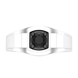 0.75 Carat (ctw) Round Black Diamond Mens Solitaire Wedding Band 3/4 CT Sterling Silver